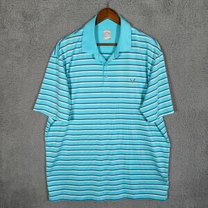 Callaway Polo Shirt Mens Size XL Blue Striped Casual Golf Short Sleeve